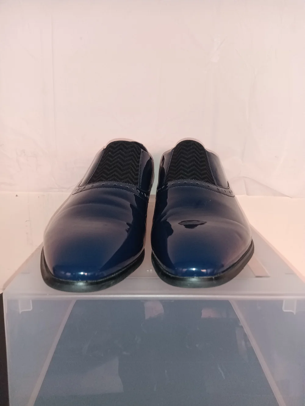 Men's Navy Patent Slip-On Dress Shoes